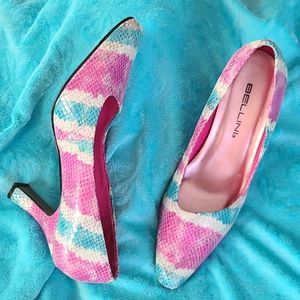 BELLINI 💙 Fuschia Turquoise White Pumps Heels 💘